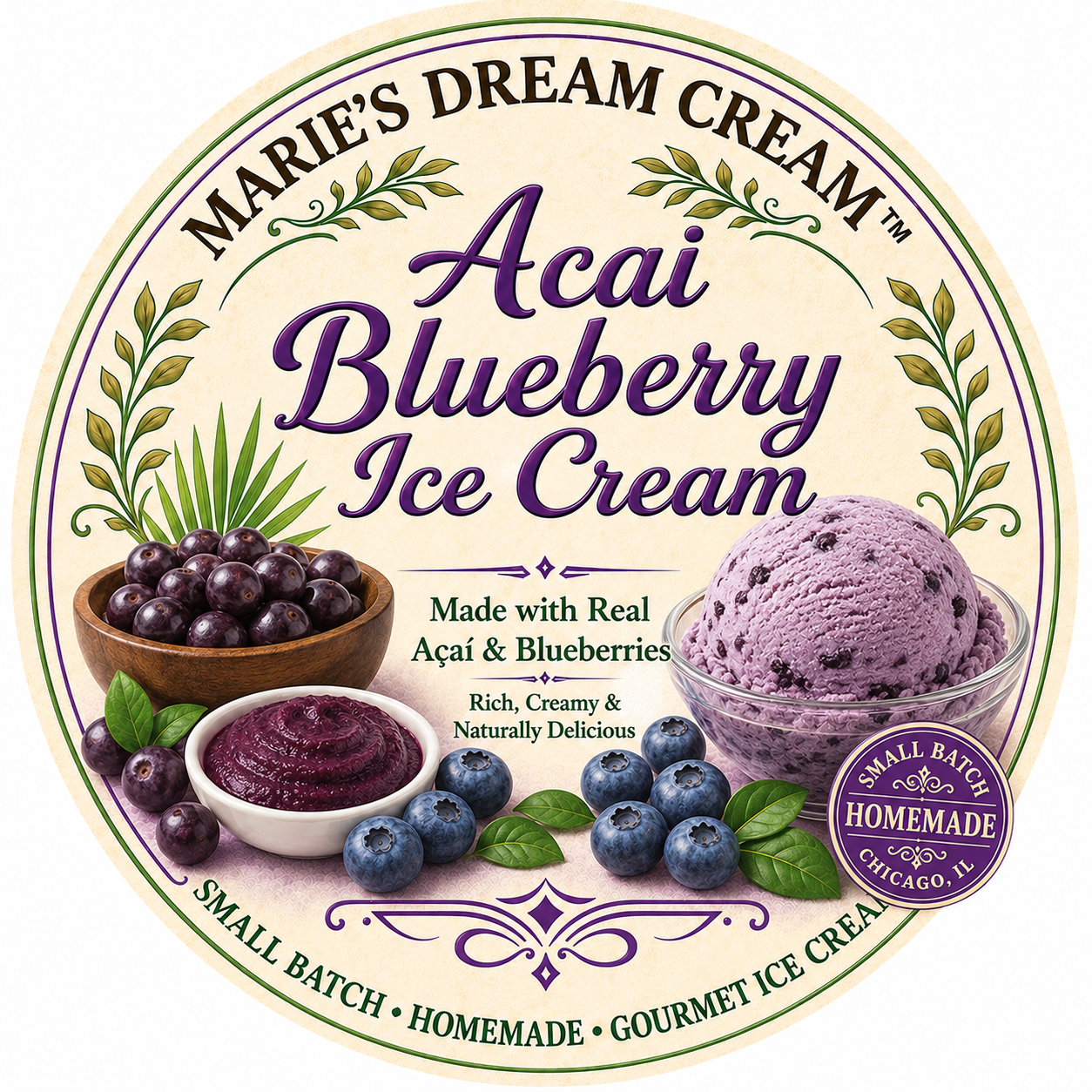 Açaí Blueberry Ice Cream