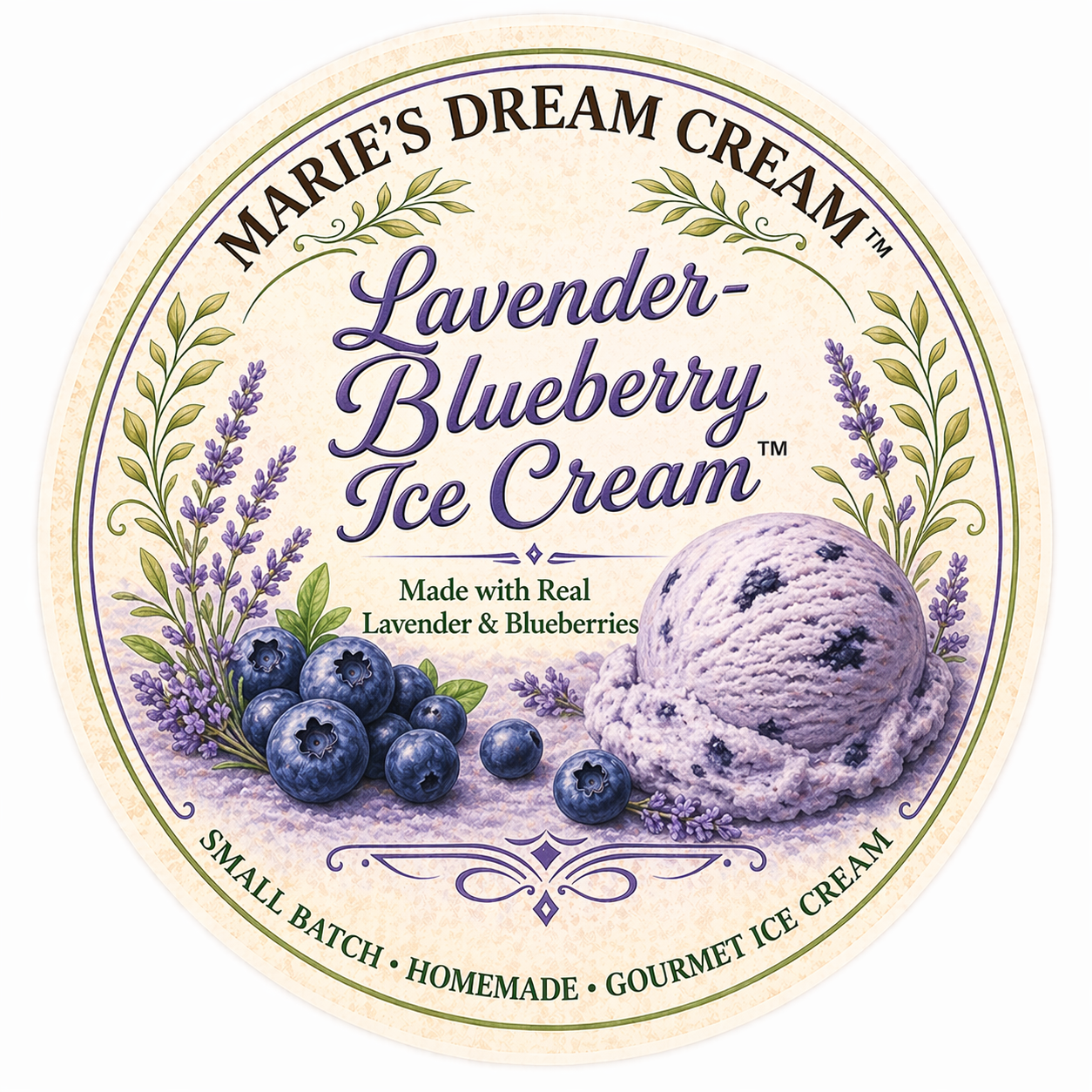 Lavender Blueberry Ice Cream